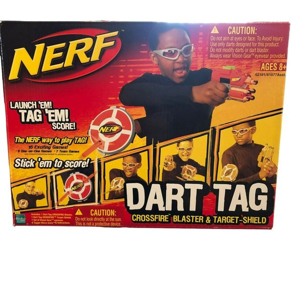 NIB Nerf Dart Tag Crossfire Blaster & Target Shield & Glasses - Picture 1 of 4